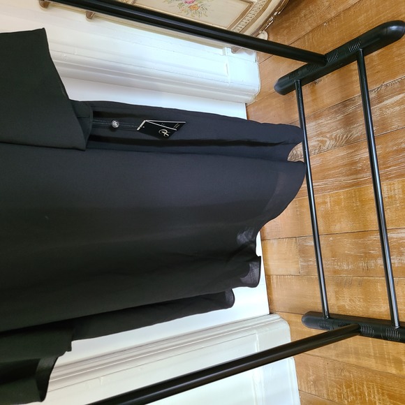 Adrianna Papell Asymmetrical Cut 3/4 Sleeves Black Evening Dress 16W NWT - Picture 9 of 12